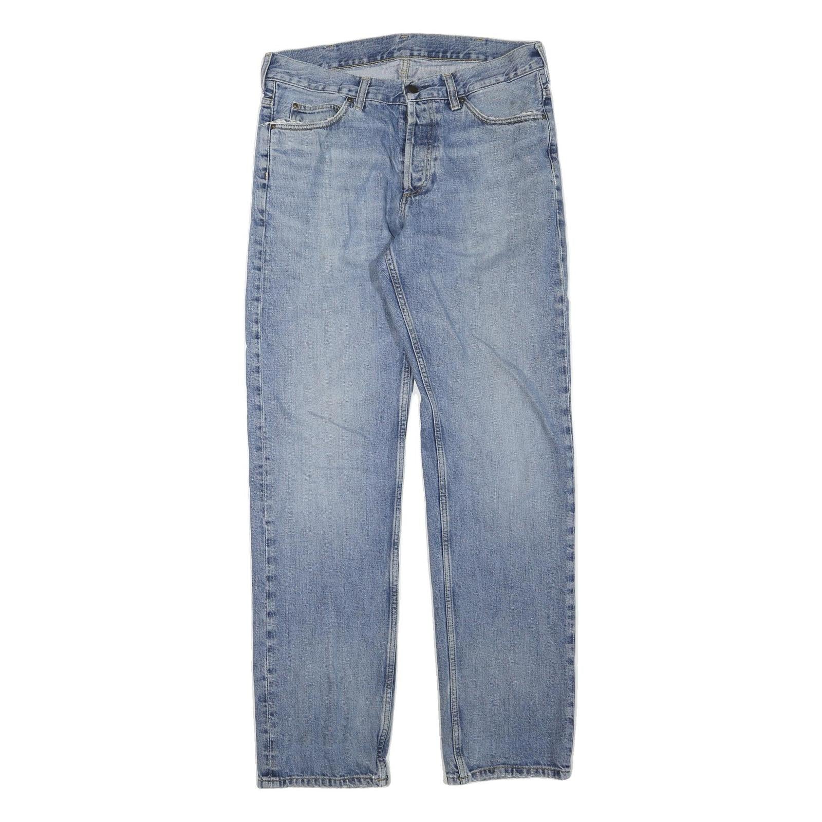 CARHARTT Mens Jeans Blue Regular Straight Denim Rinse W34 L33 Casual Workwear