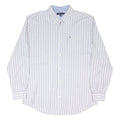 TOMMY HILFIGER Mens Blue & Brown Striped Shirt XL Classic Cotton Blend Long