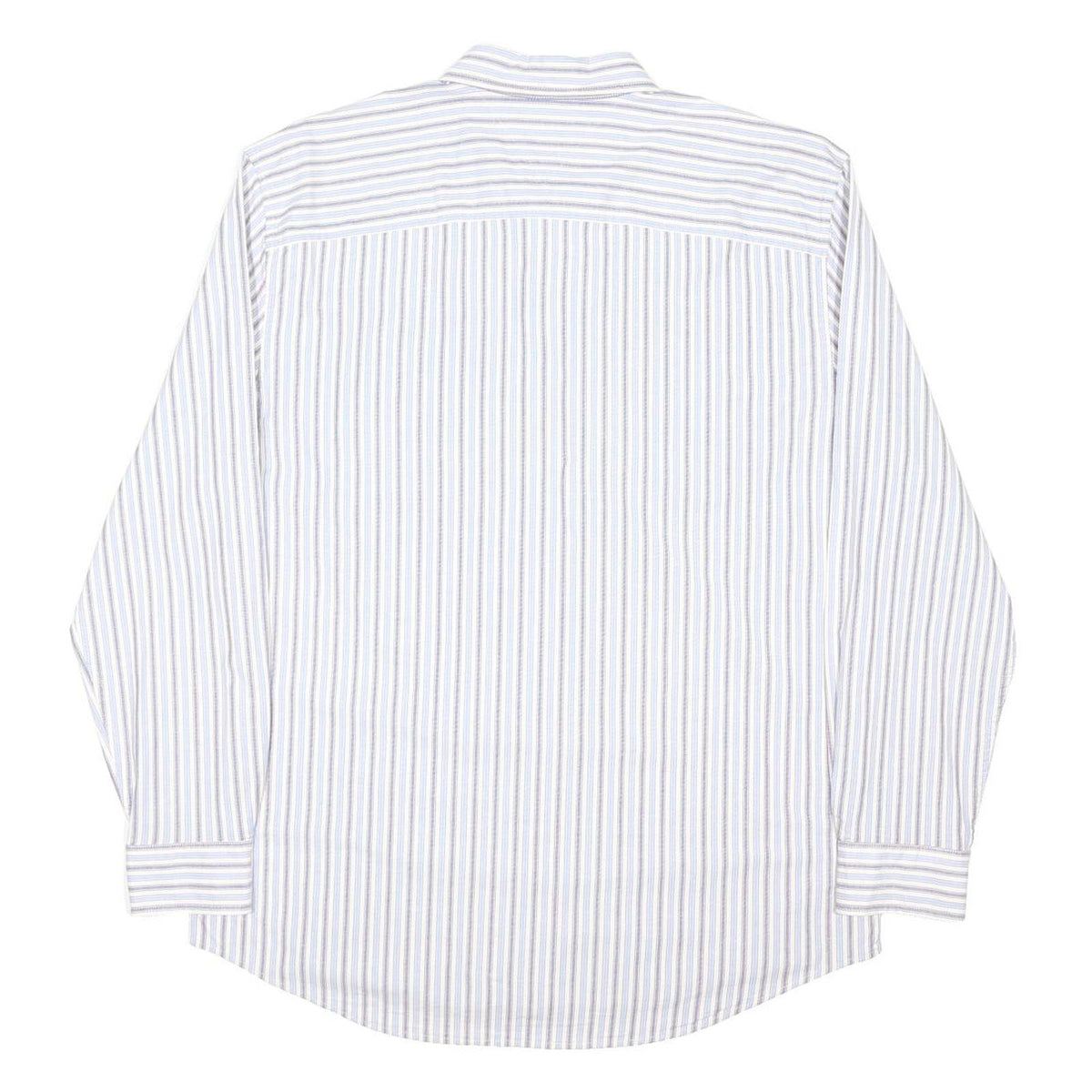 TOMMY HILFIGER Mens Blue & Brown Striped Shirt XL Classic Cotton Blend Long