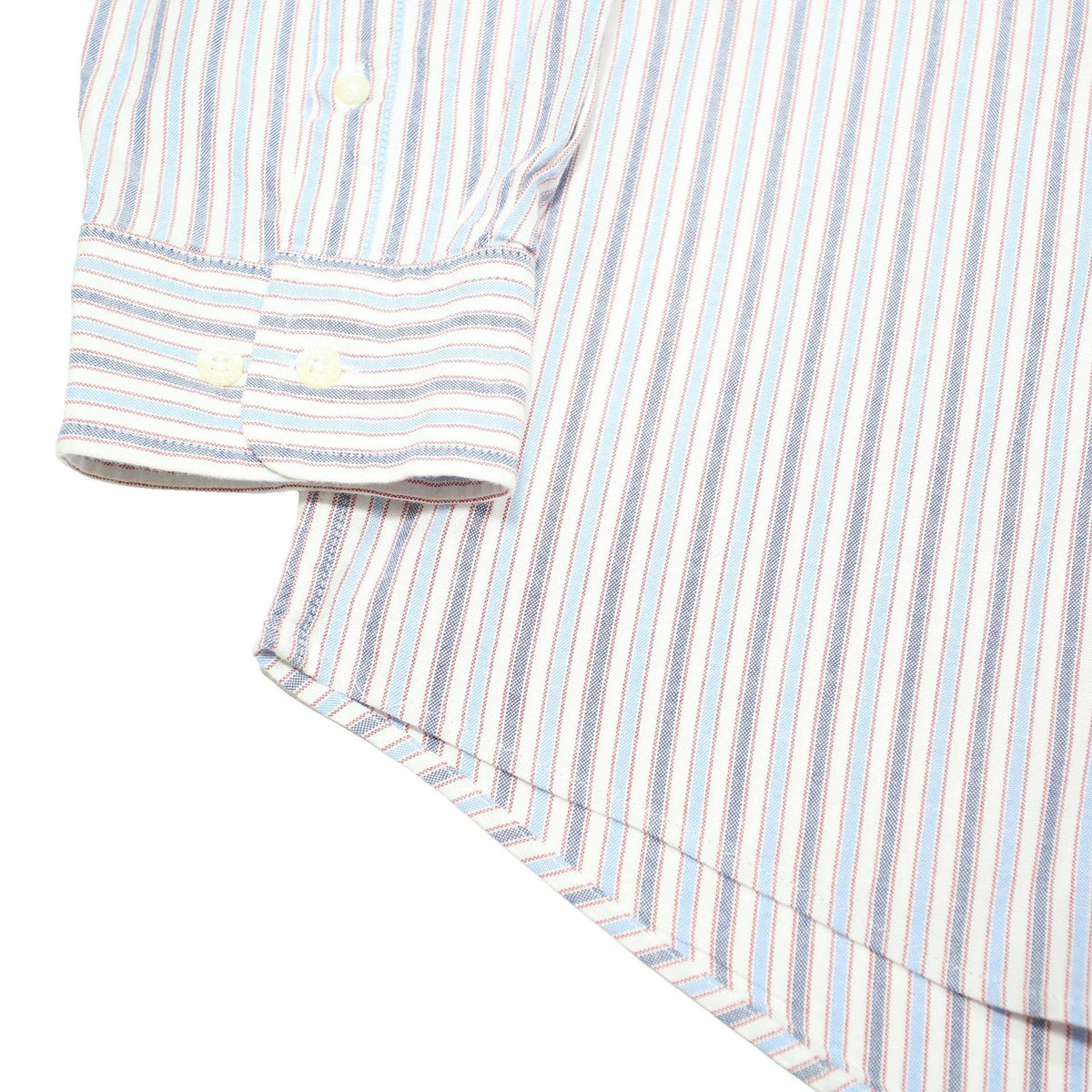 TOMMY HILFIGER Mens Blue & Brown Striped Shirt XL Classic Cotton Blend Long