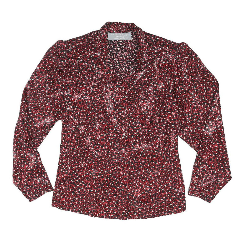 PRINCIPLES Womens Red Printed Shirt Long Sleeve Collared M Stylish Blouse