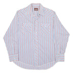 WRANGLER Mens Blue & Maroon Stripe Shirt L Button Front Western Style