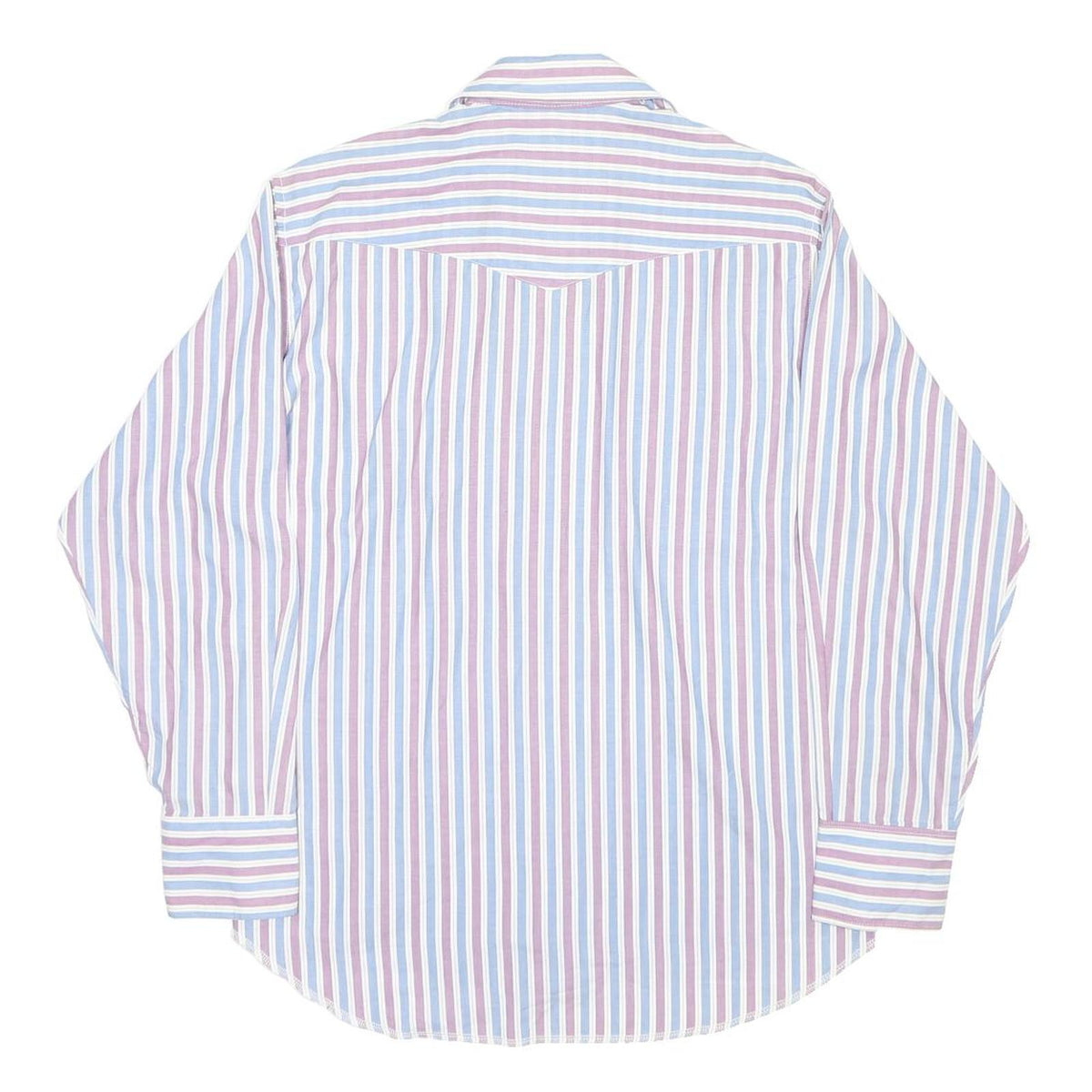 WRANGLER Mens Blue & Maroon Stripe Shirt L Button Front Western Style