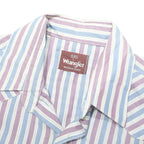 WRANGLER Mens Blue & Maroon Stripe Shirt L Button Front Western Style