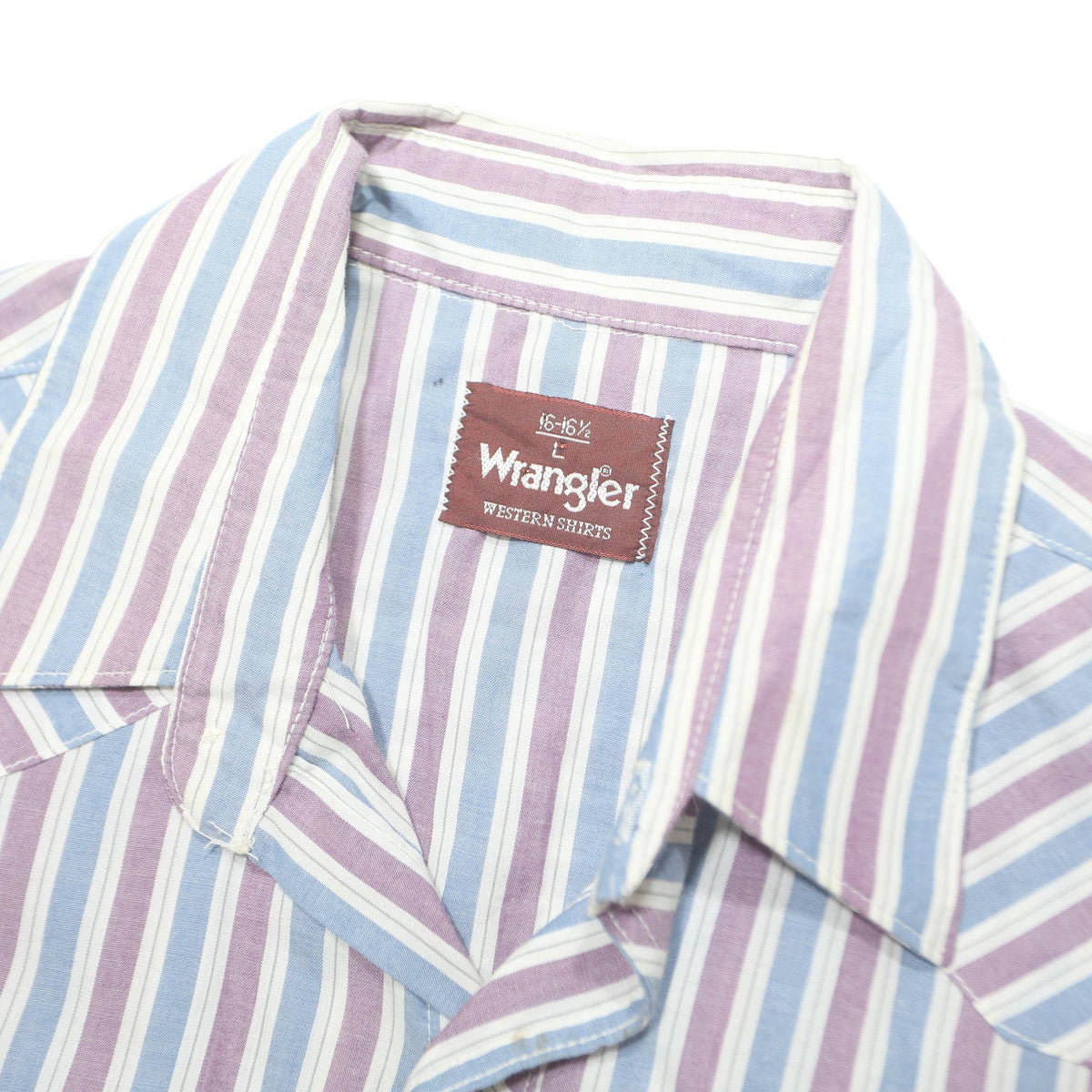 WRANGLER Mens Blue & Maroon Stripe Shirt L Button Front Western Style