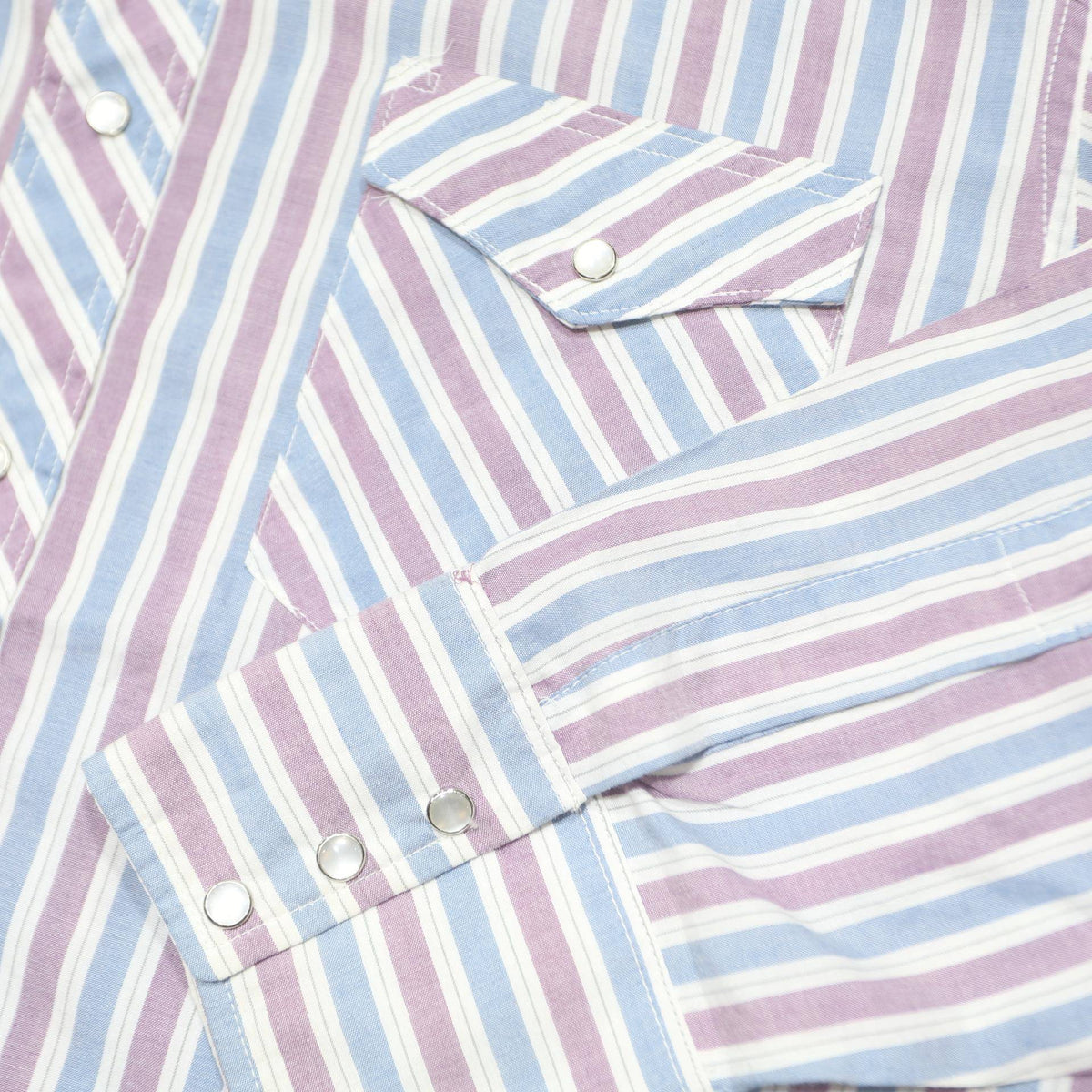 WRANGLER Mens Blue & Maroon Stripe Shirt L Button Front Western Style