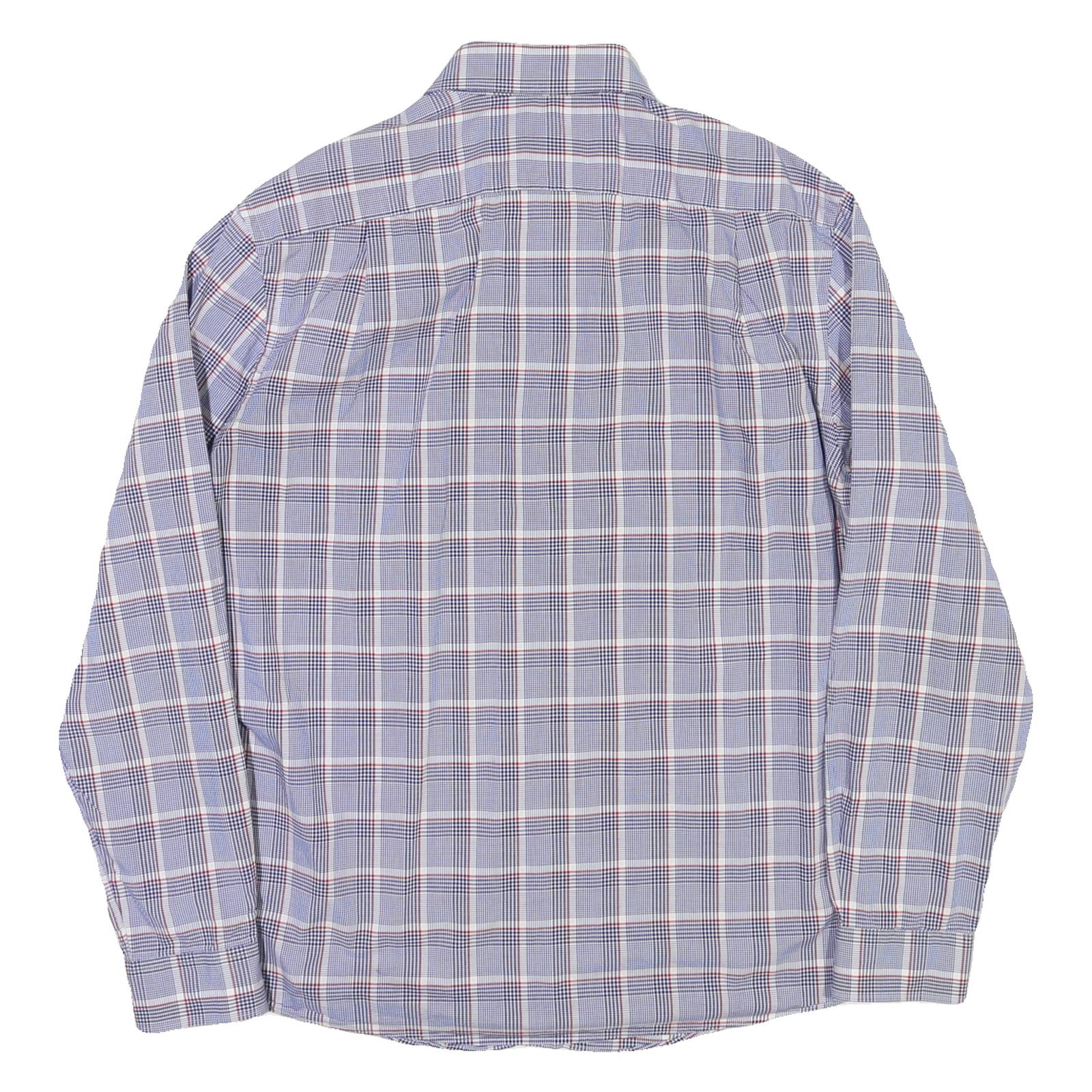 TOMMY HILFIGER Mens Blue & Red Check Shirt L Slim Fit Cotton Blend Casual