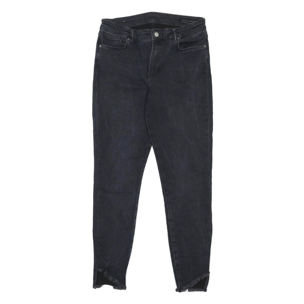 ALL SAINTS Womens Jeans Black Slim Skinny Denim Woven W30 L28 Frayed Hem