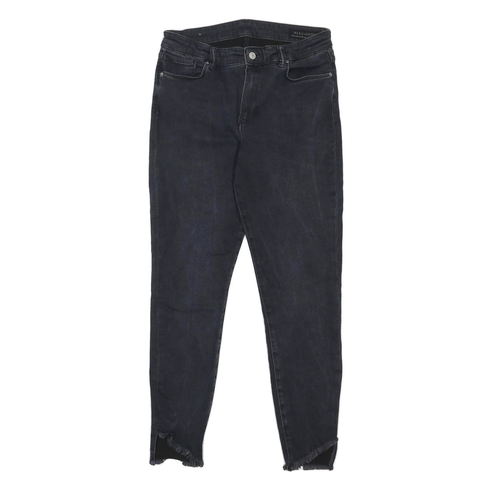 ALL SAINTS Womens Jeans Black Slim Skinny Denim Woven W30 L28 Frayed Hem