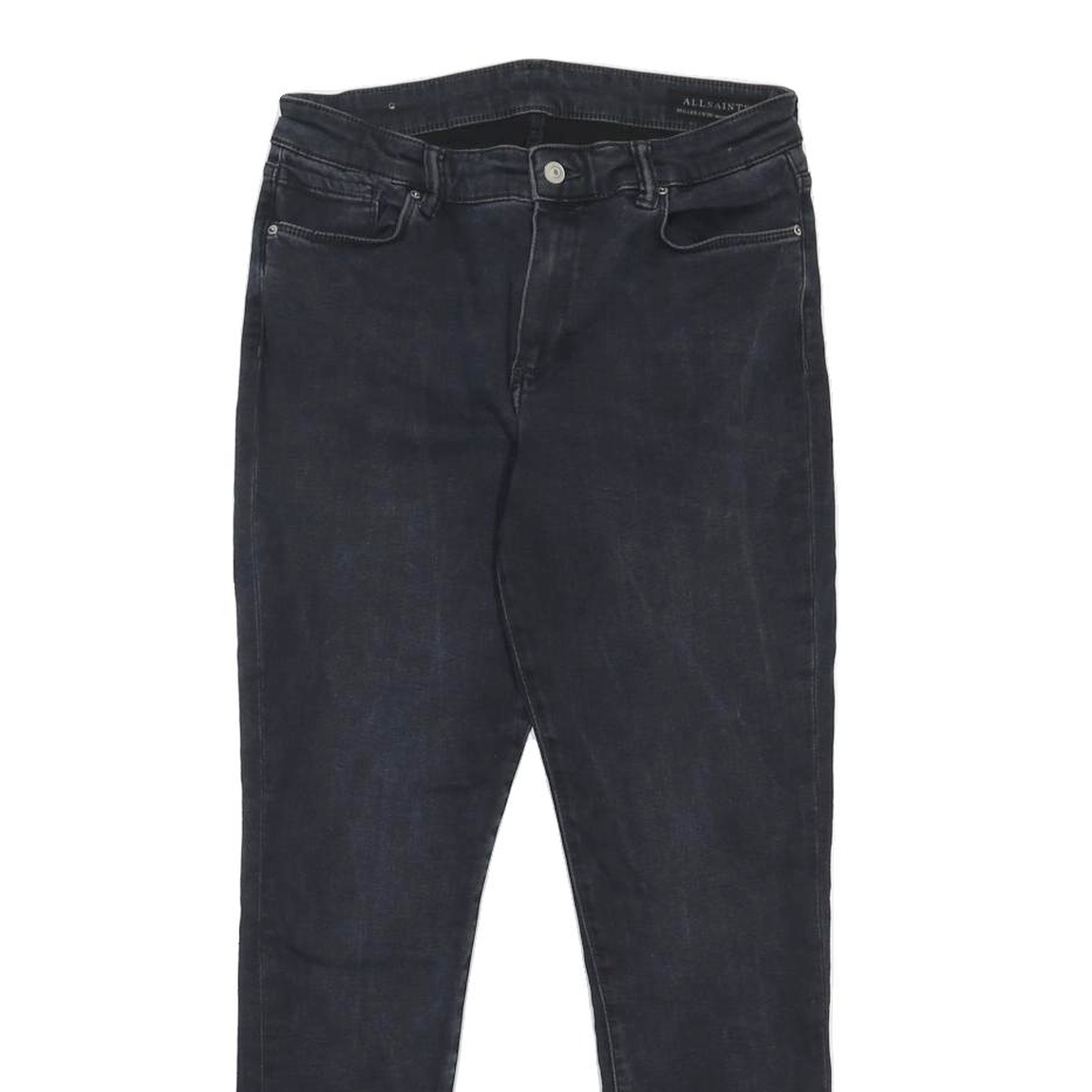 ALL SAINTS Womens Jeans Black Slim Skinny Denim Woven W30 L28 Frayed Hem