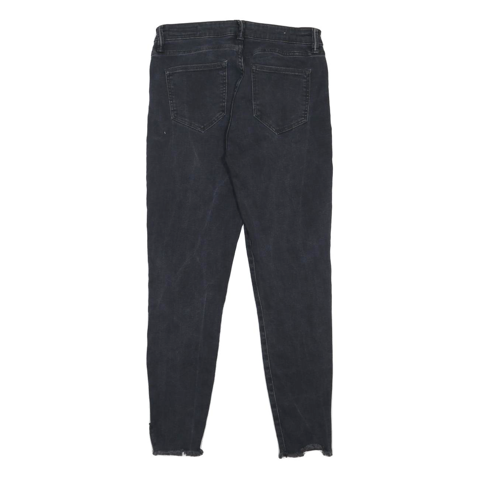 ALL SAINTS Womens Jeans Black Slim Skinny Denim Woven W30 L28 Frayed Hem