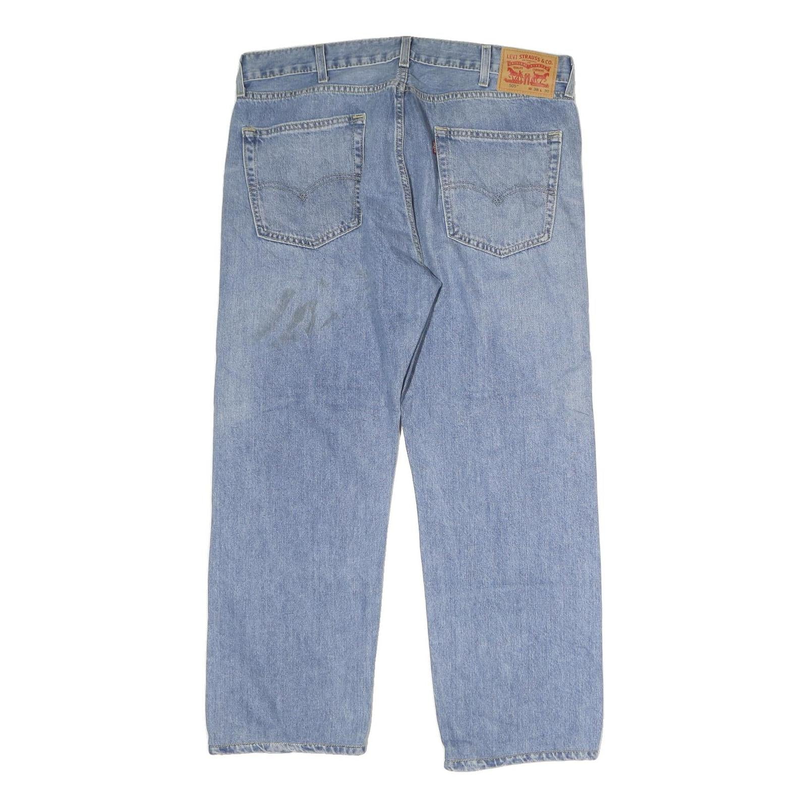 LEVI'S 505 Mens Jeans Blue Regular Straight Denim Light W38 L30 Classic Fit Zip