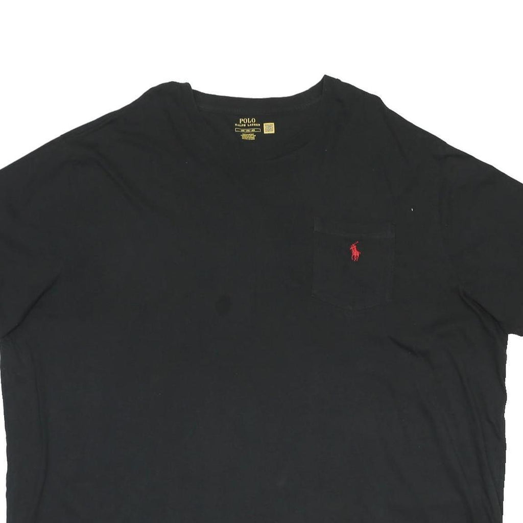 POLO RALPH LAUREN Mens Black & Red Pocket Logo T-Shirt 4XL Short Sleeve Crew