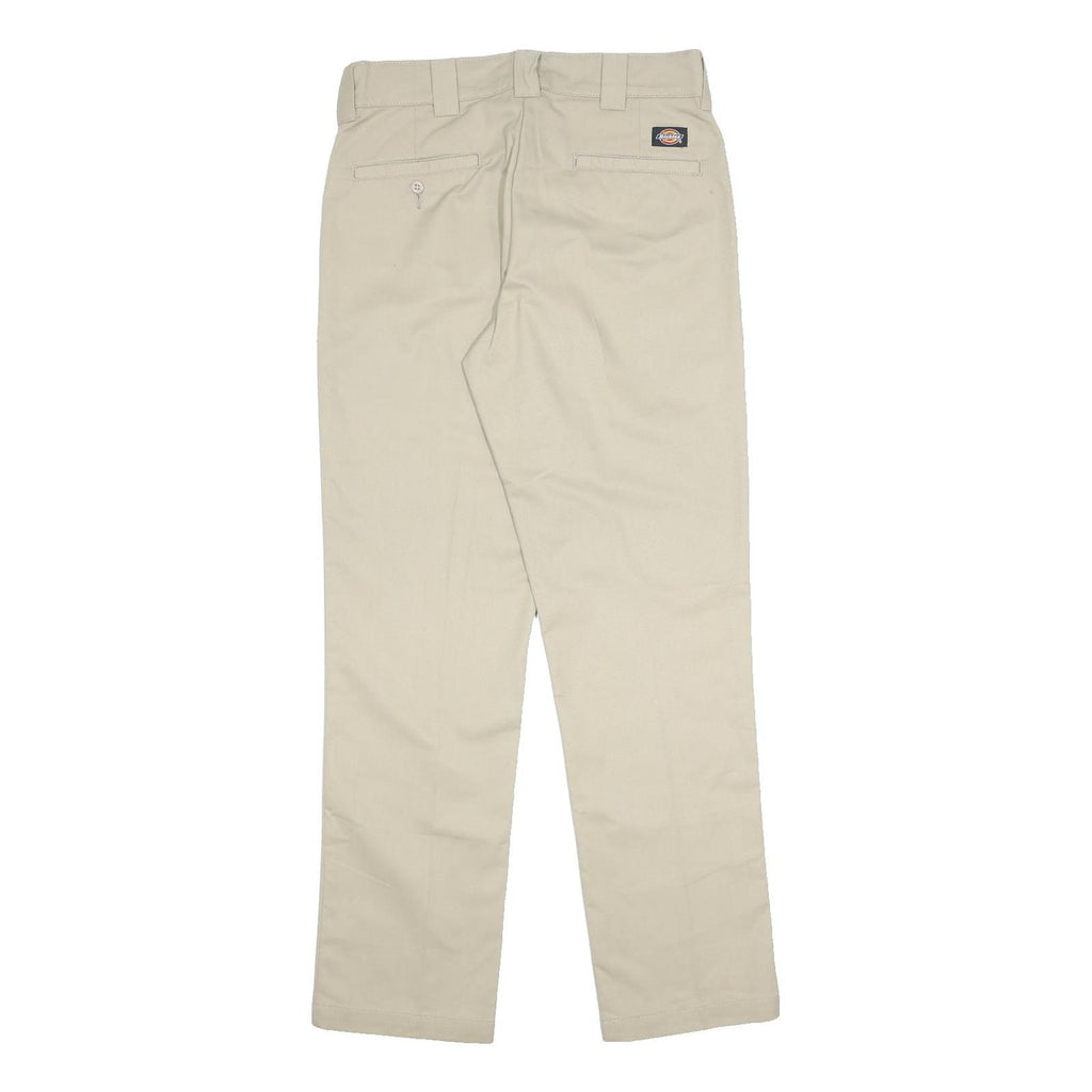 DICKIES Mens Cotton Blend Beige Regular Straight Trousers W32 L32 Workwear Zip