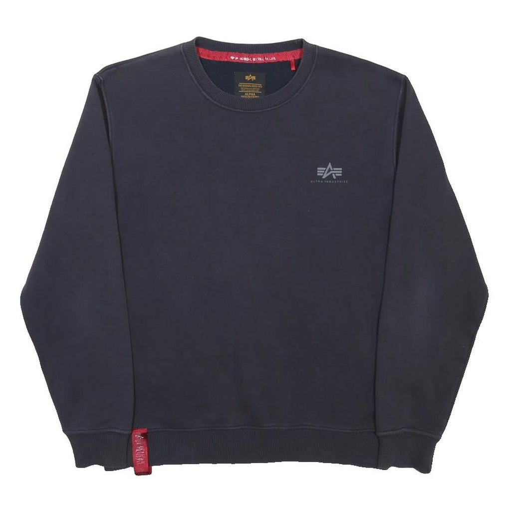 ALPHA INDUSTRIES Mens Navy Blue Crew Neck M Cotton Blend Sweatshirt Casual