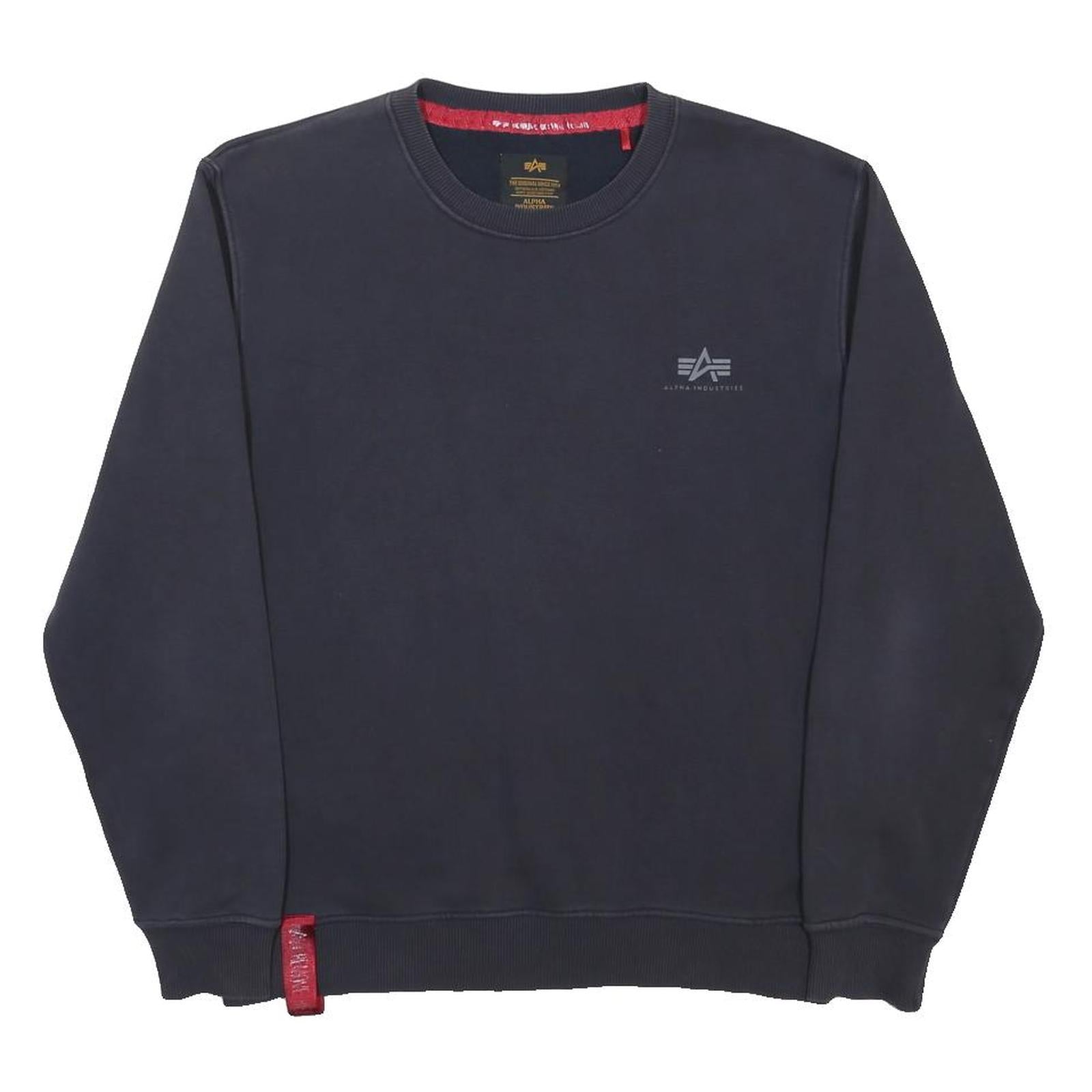 ALPHA INDUSTRIES Mens Navy Blue Crew Neck M Cotton Blend Sweatshirt Casual