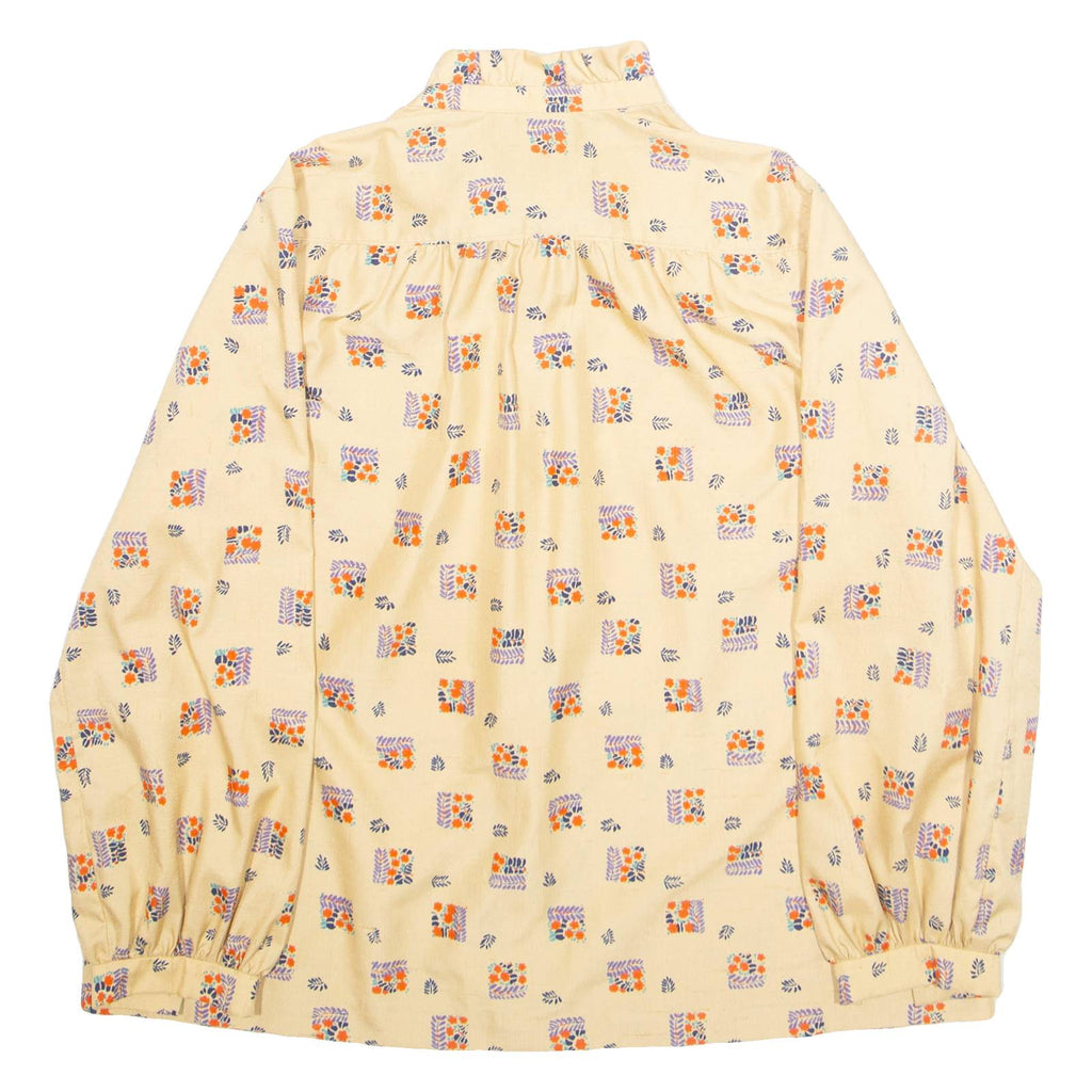 Womens Printed Blouse Beige High Neck Long Sleeve Crazy Pattern M