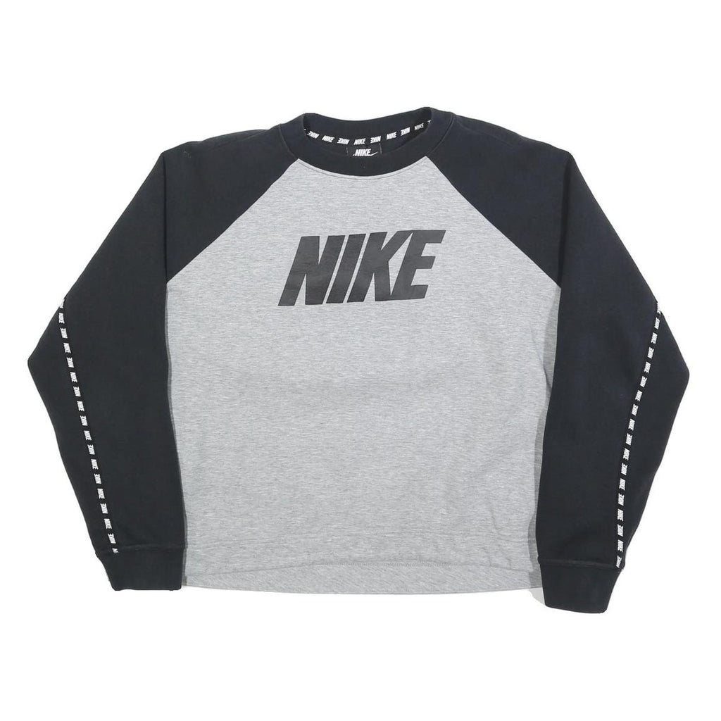 NIKE Womens Grey & Black Logo Crew Neck XL Sweatshirt Casual Sportswear