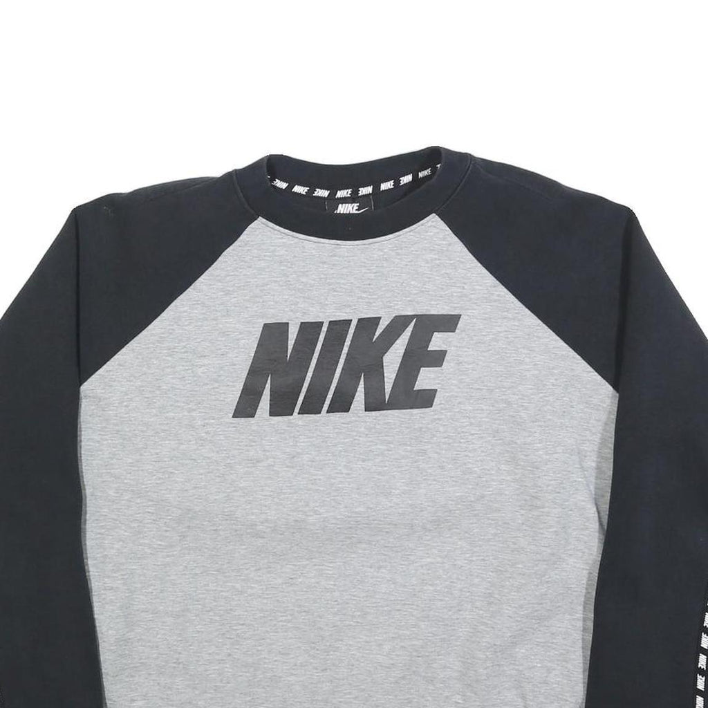 NIKE Womens Grey & Black Logo Crew Neck XL Sweatshirt Casual Sportswear