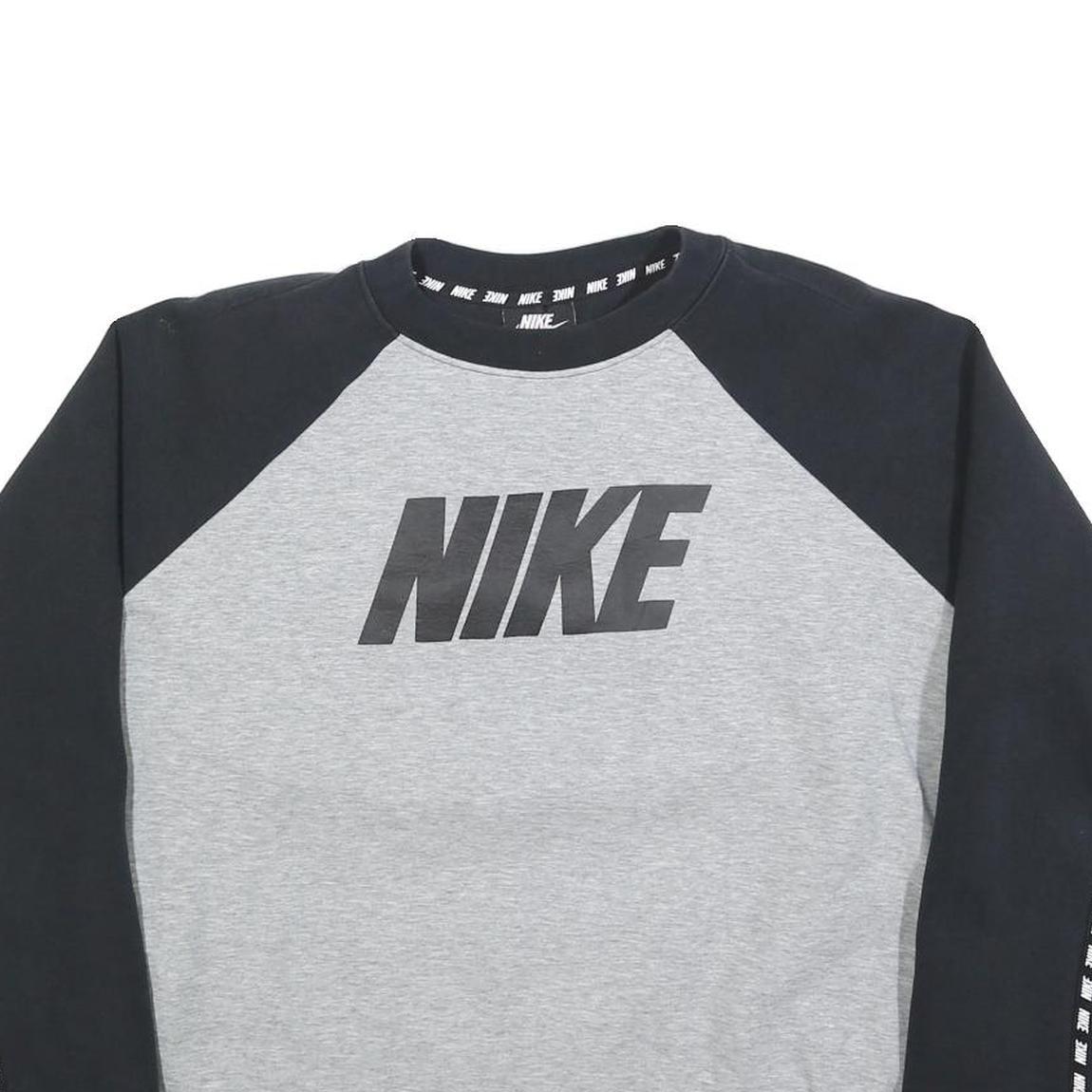 NIKE Womens Grey & Black Logo Crew Neck XL Sweatshirt Casual Sportswear