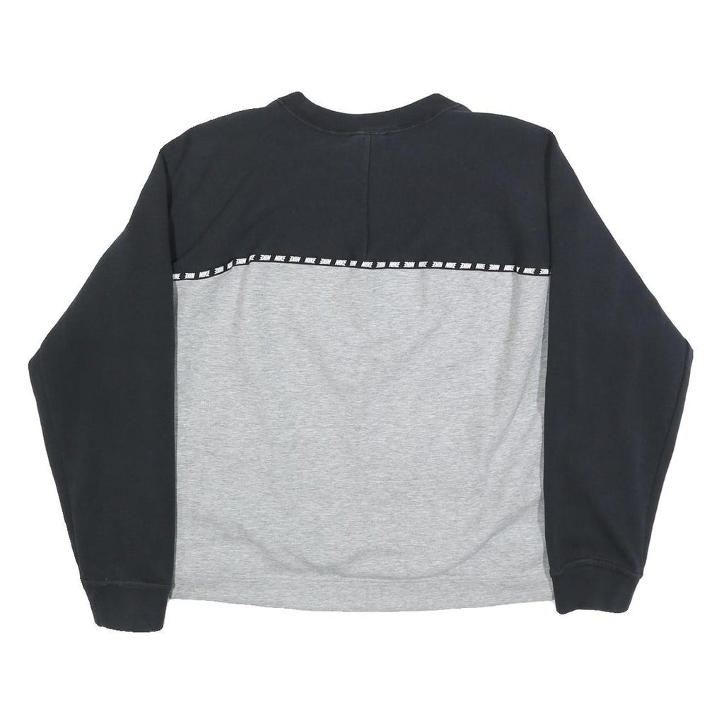NIKE Womens Grey & Black Logo Crew Neck XL Sweatshirt Casual Sportswear