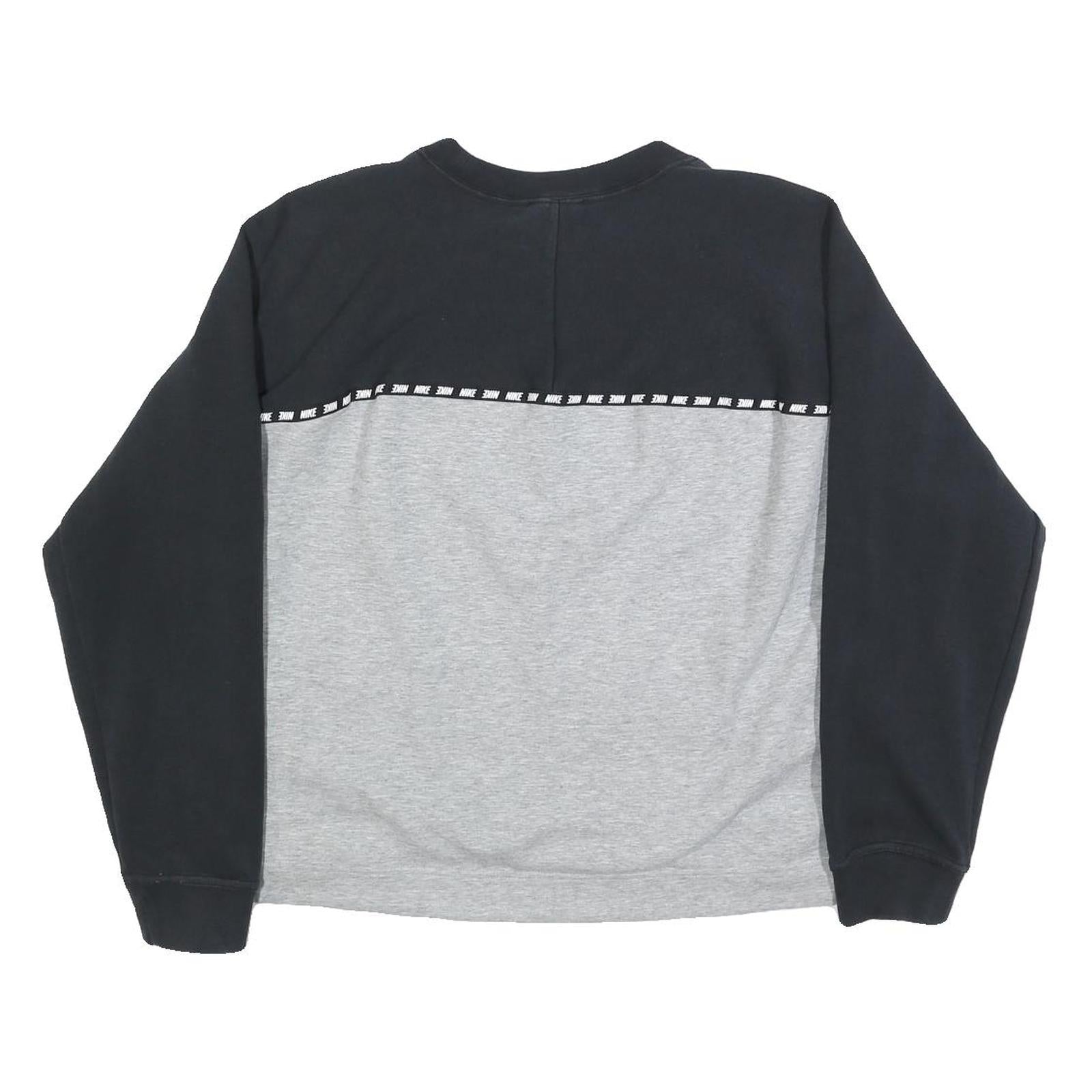 NIKE Womens Grey & Black Logo Crew Neck XL Sweatshirt Casual Sportswear
