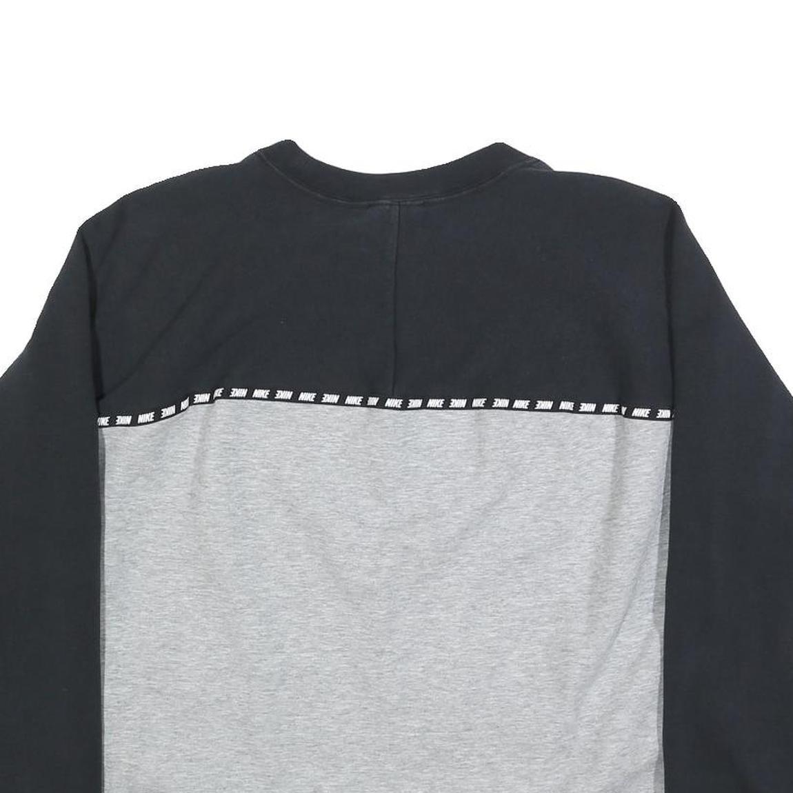 NIKE Womens Grey & Black Logo Crew Neck XL Sweatshirt Casual Sportswear