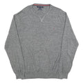 TOMMY HILFIGER Mens Grey Cotton Blend Patterned Crew Neck Basic Knit XL Jumper