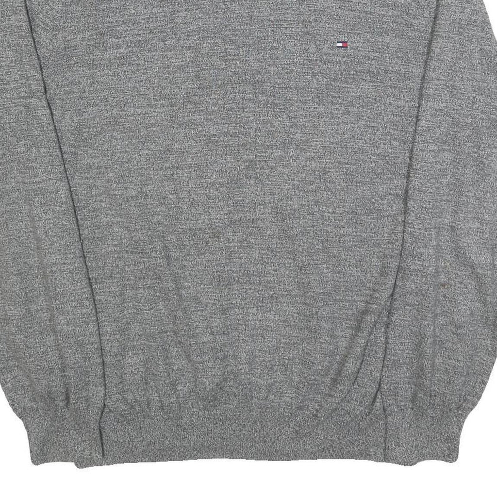 TOMMY HILFIGER Mens Grey Cotton Blend Patterned Crew Neck Basic Knit XL Jumper