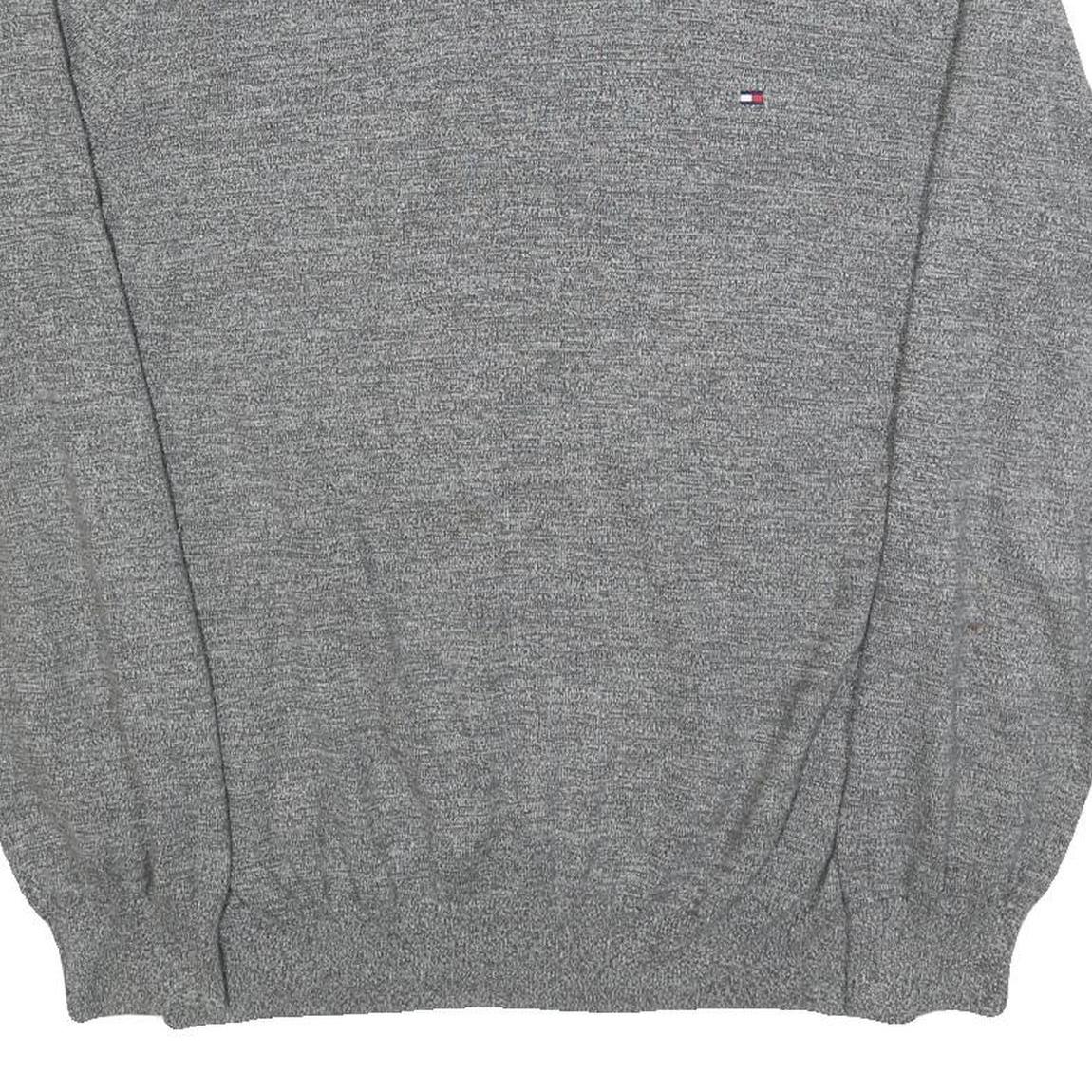 TOMMY HILFIGER Mens Grey Cotton Blend Patterned Crew Neck Basic Knit XL Jumper