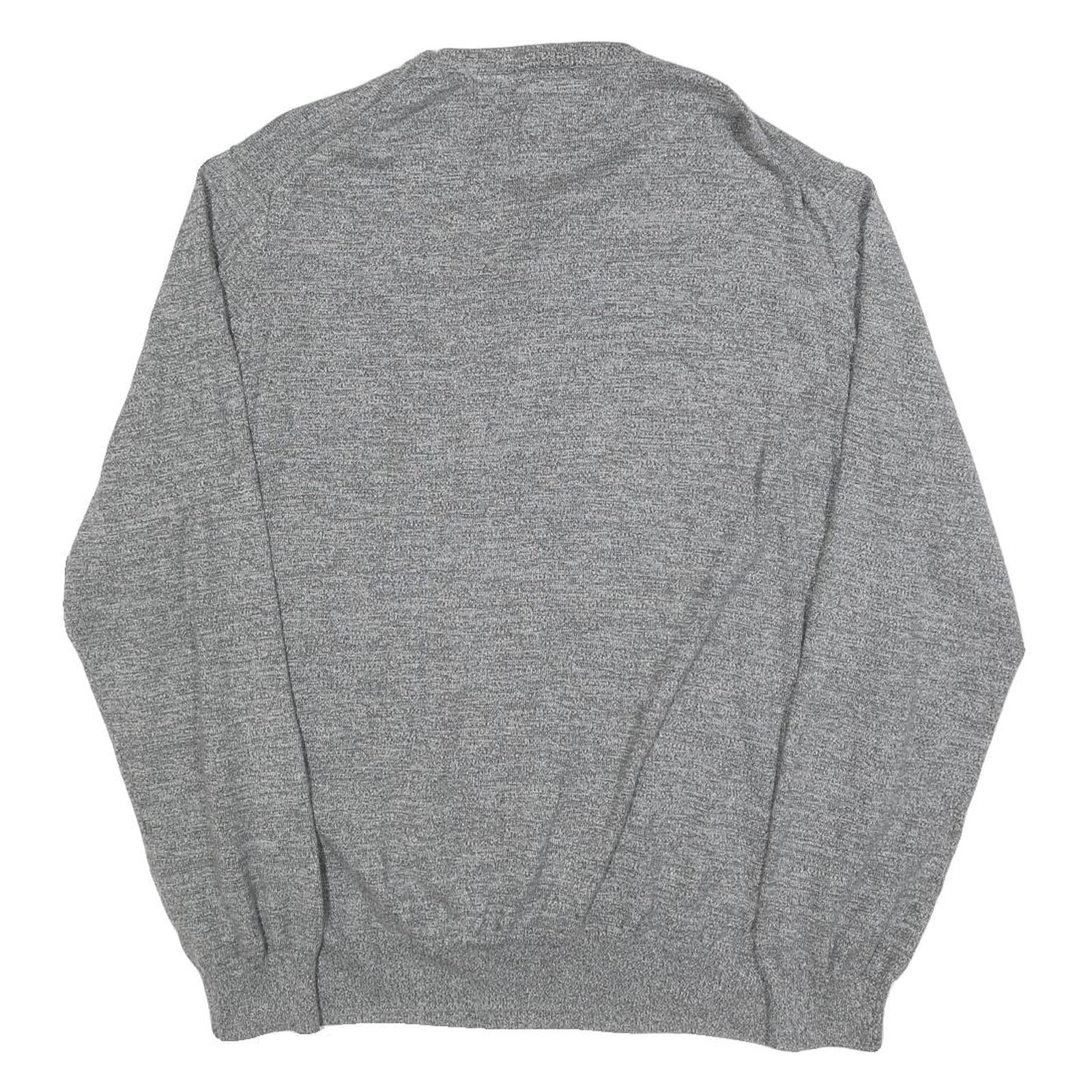 TOMMY HILFIGER Mens Grey Cotton Blend Patterned Crew Neck Basic Knit XL Jumper