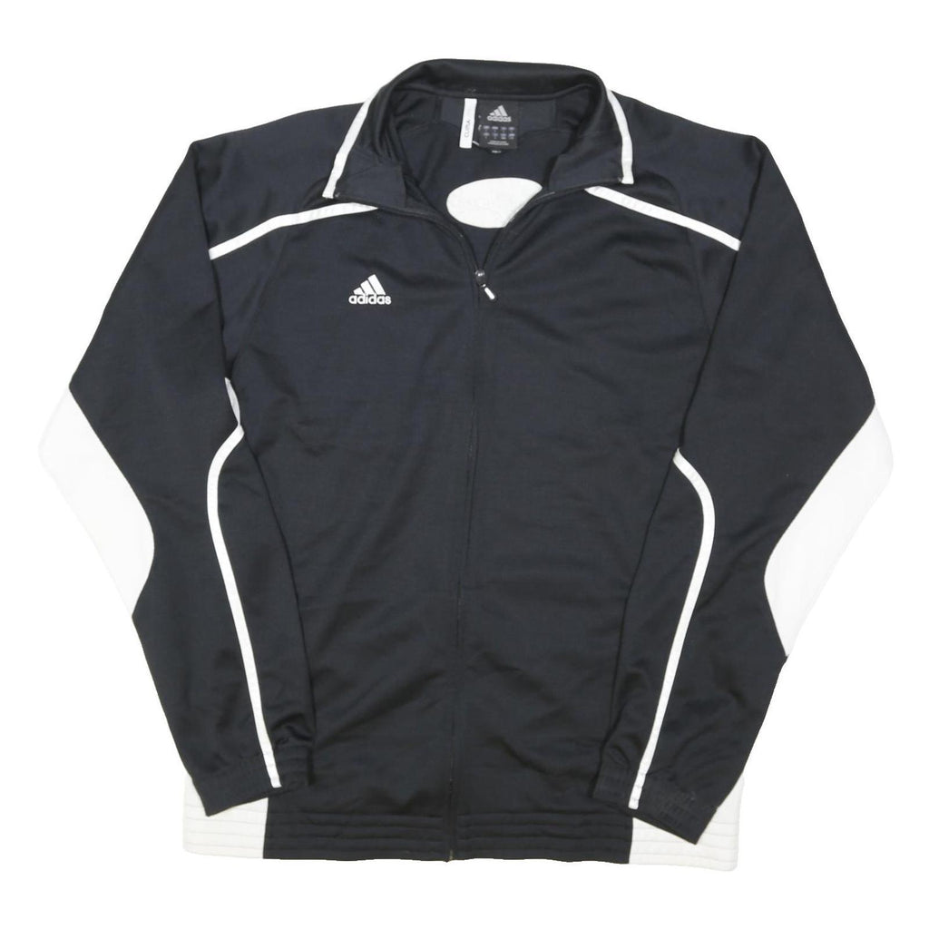 ADIDAS Mens Black & White Track Jacket L Polyester Blend Zip Sportswear
