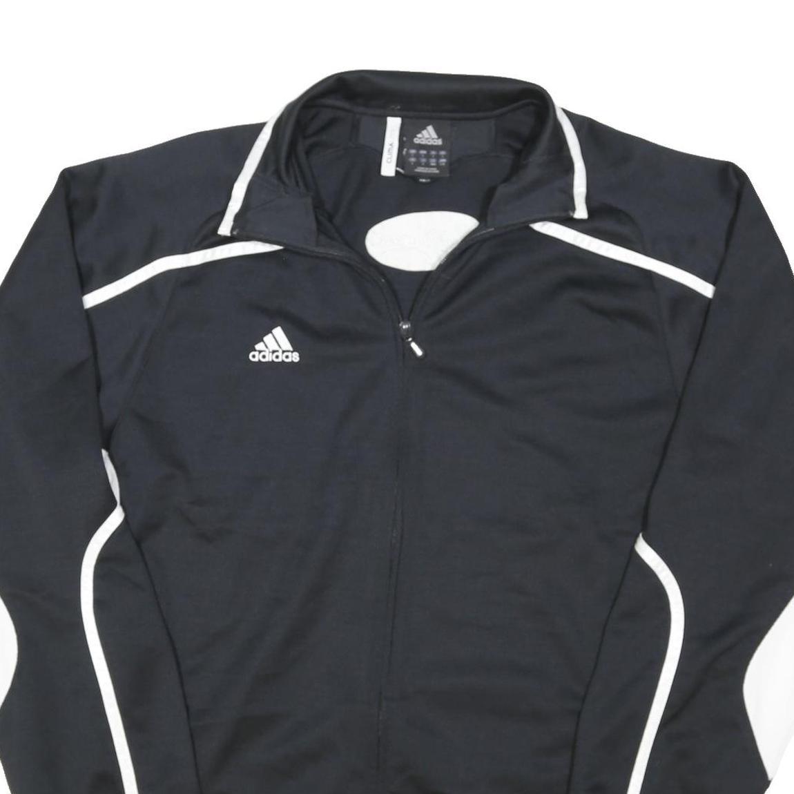 ADIDAS Mens Black & White Track Jacket L Polyester Blend Zip Sportswear