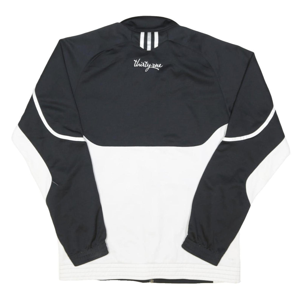 ADIDAS Mens Black & White Track Jacket L Polyester Blend Zip Sportswear