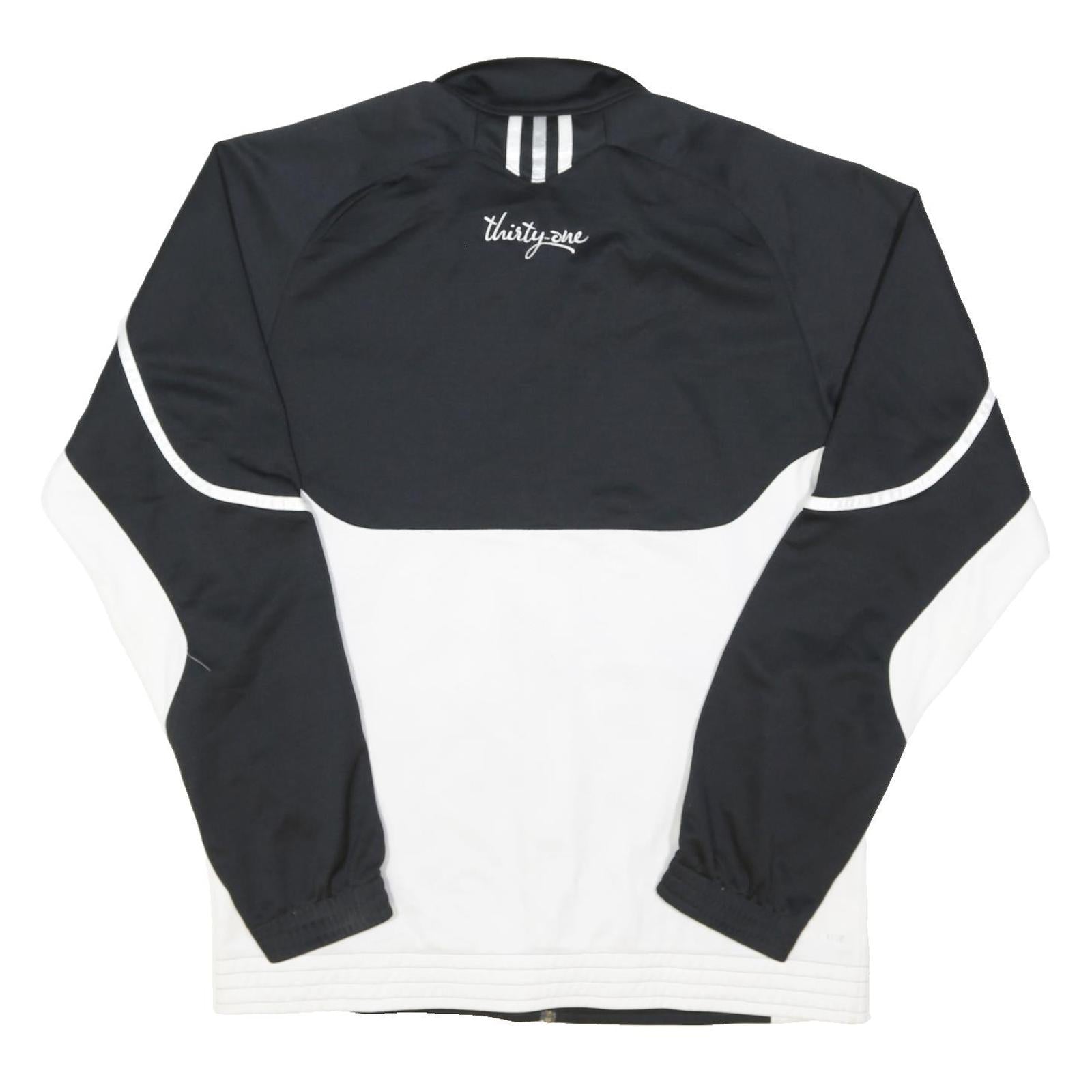 ADIDAS Mens Black & White Track Jacket L Polyester Blend Zip Sportswear