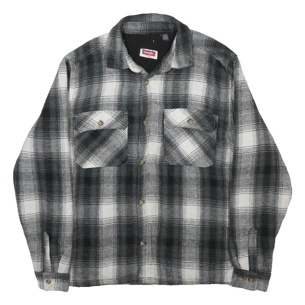 WRANGLER Mens Black & White Check Shirt M Casual Cotton Blend Long Sleeve Button