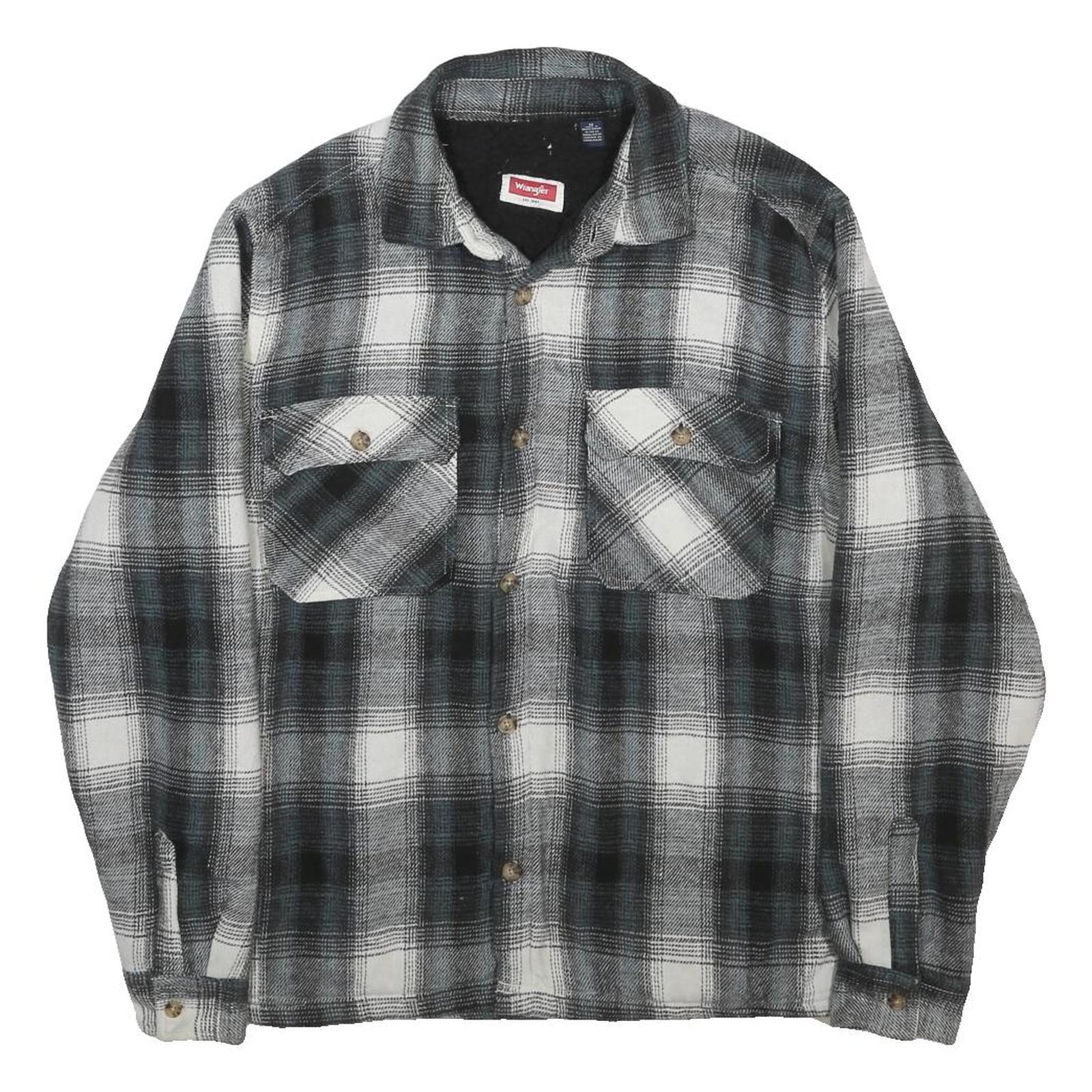 WRANGLER Mens Black & White Check Shirt M Casual Cotton Blend Long Sleeve Button
