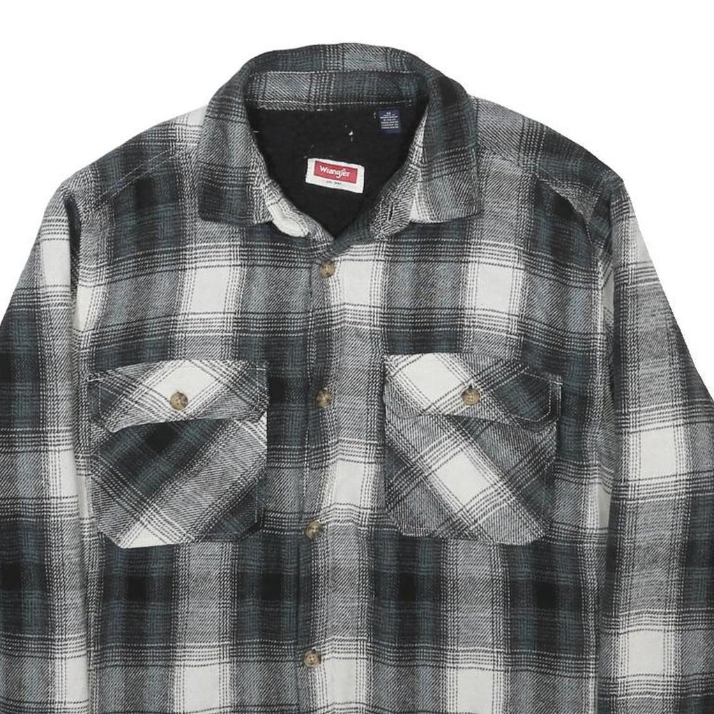 WRANGLER Mens Black & White Check Shirt M Casual Cotton Blend Long Sleeve Button