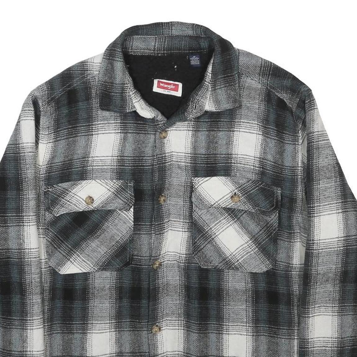WRANGLER Mens Black & White Check Shirt M Casual Cotton Blend Long Sleeve Button