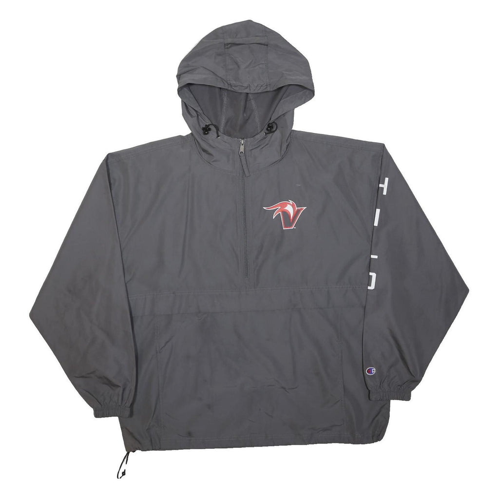 CHAMPION Mens Grey Hooded Zip Jacket XL Polyester Lightweight Sportswear