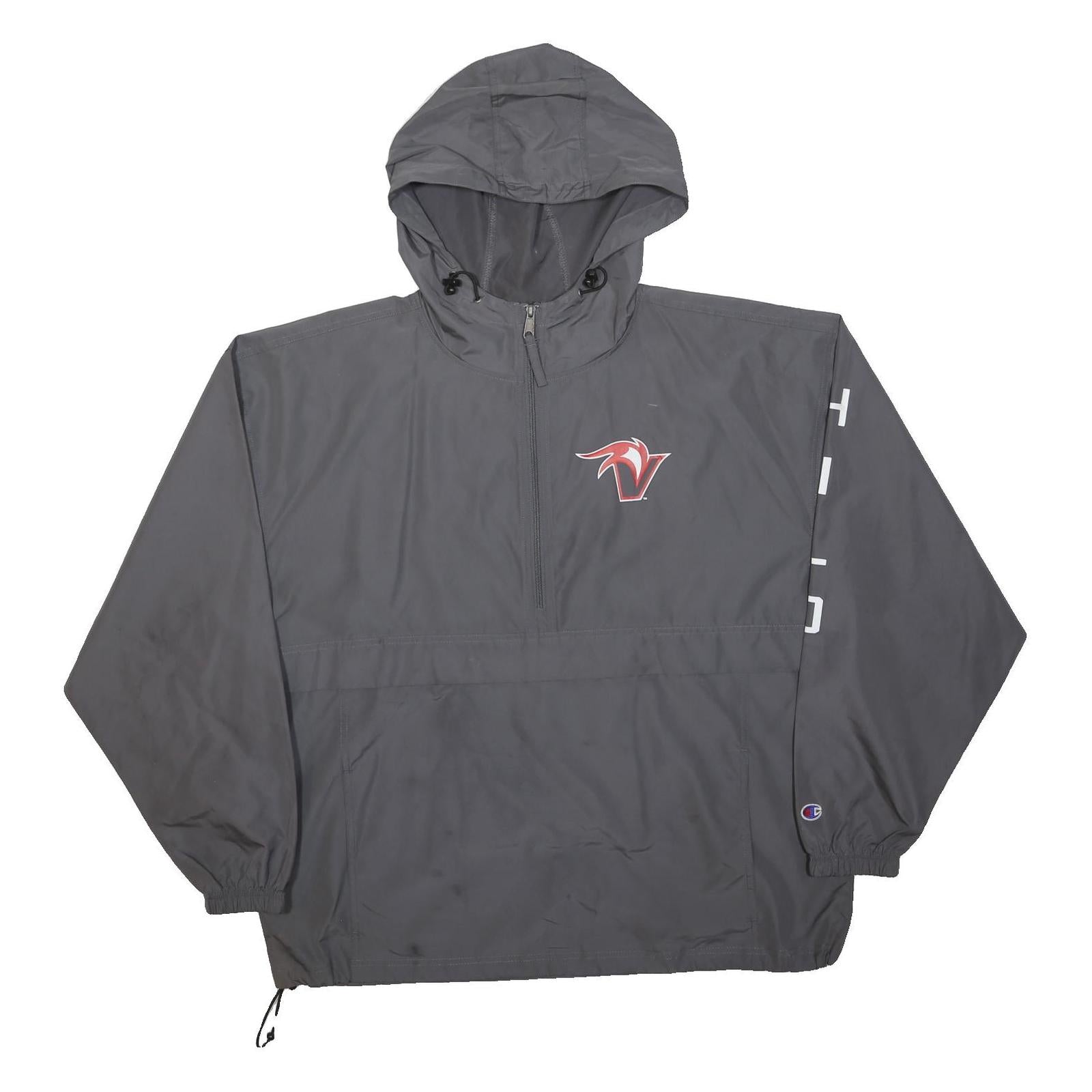 CHAMPION Mens Grey Hooded Zip Jacket XL Polyester Lightweight Sportswear