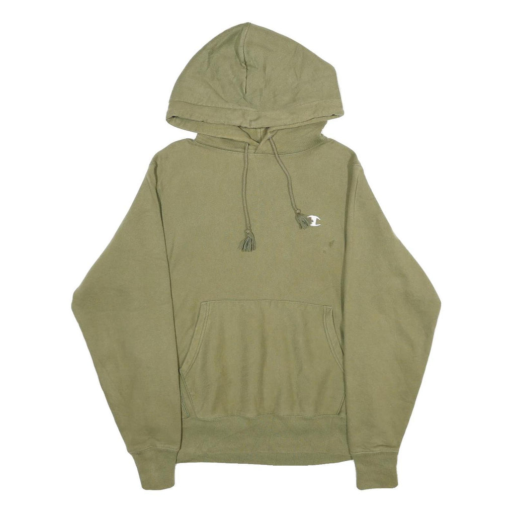CHAMPION REVERSE WEAVE Mens Green Pullover Hoodie S Comfortable Cotton Blend