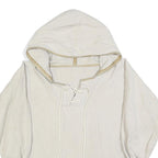 Womens Cream Hooded Pullover L Lace-Up Hoodie Patch Detail Casual