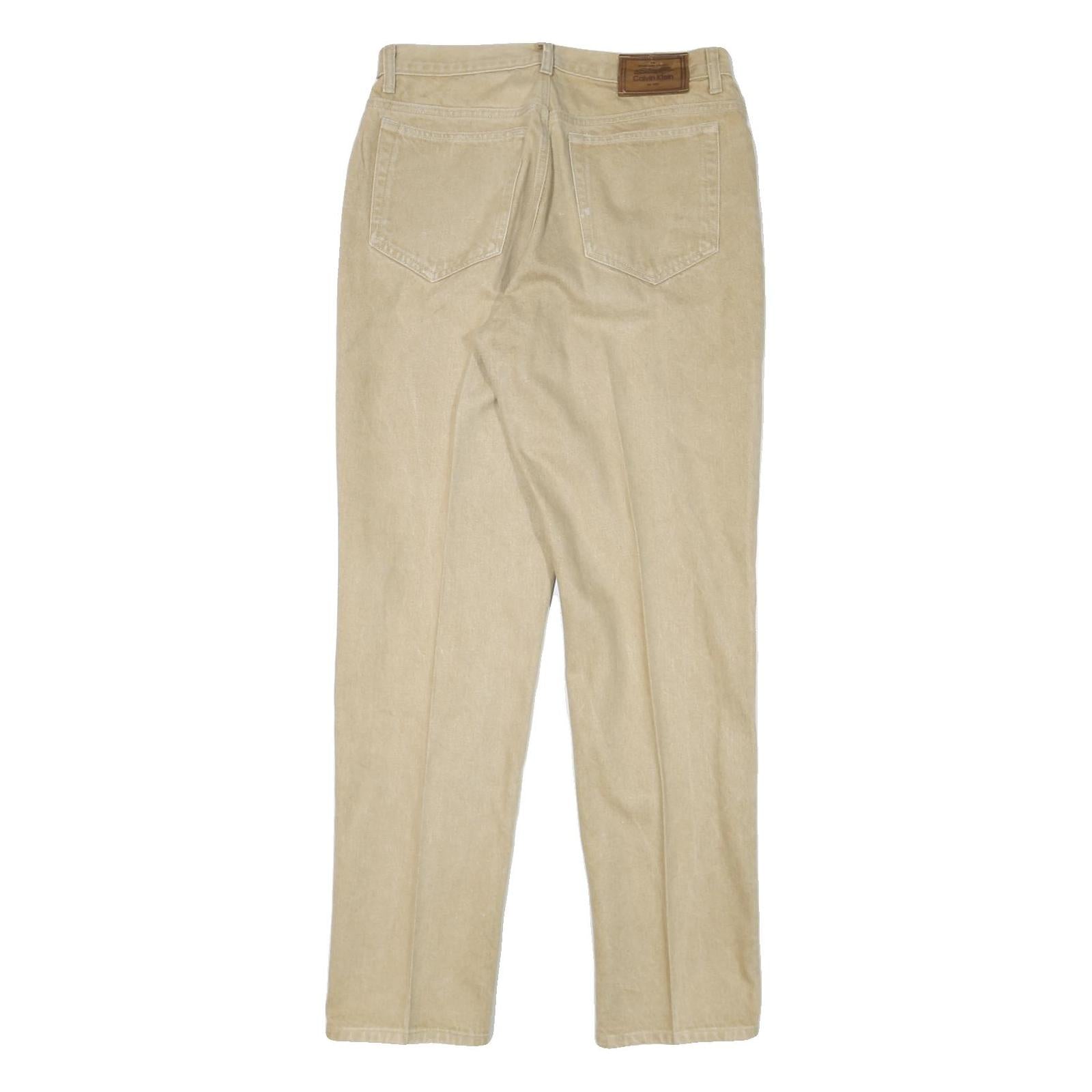 CALVIN KLEIN Womens Jeans Beige Regular Straight Denim W30 L33 Classic Zip