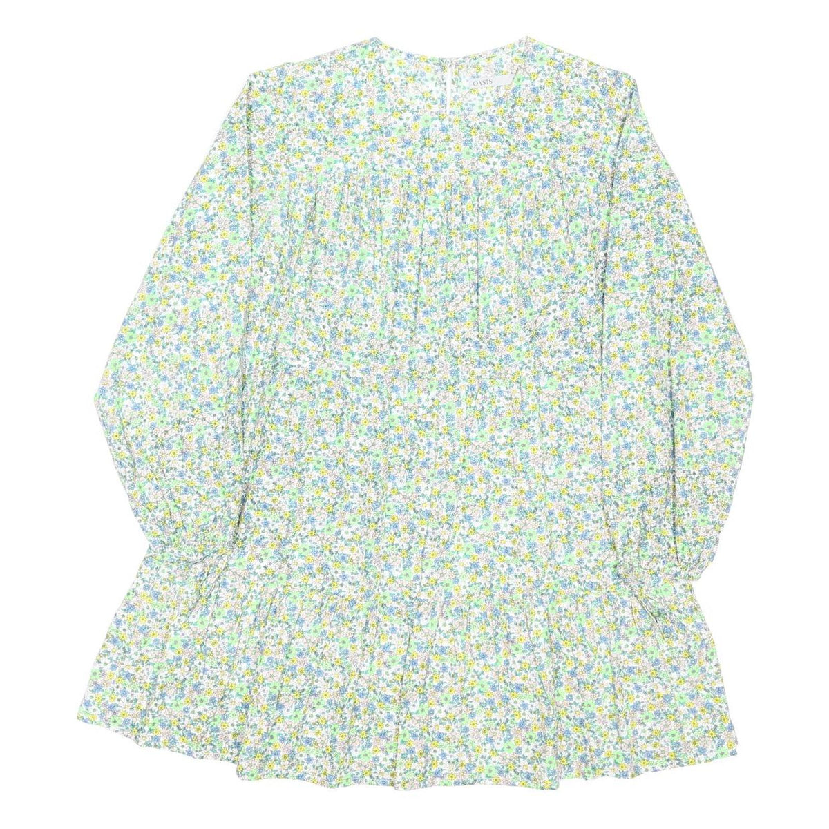 OASIS Womens White Floral Day Cotton Blend Dress UK 14 Summer Casual Light