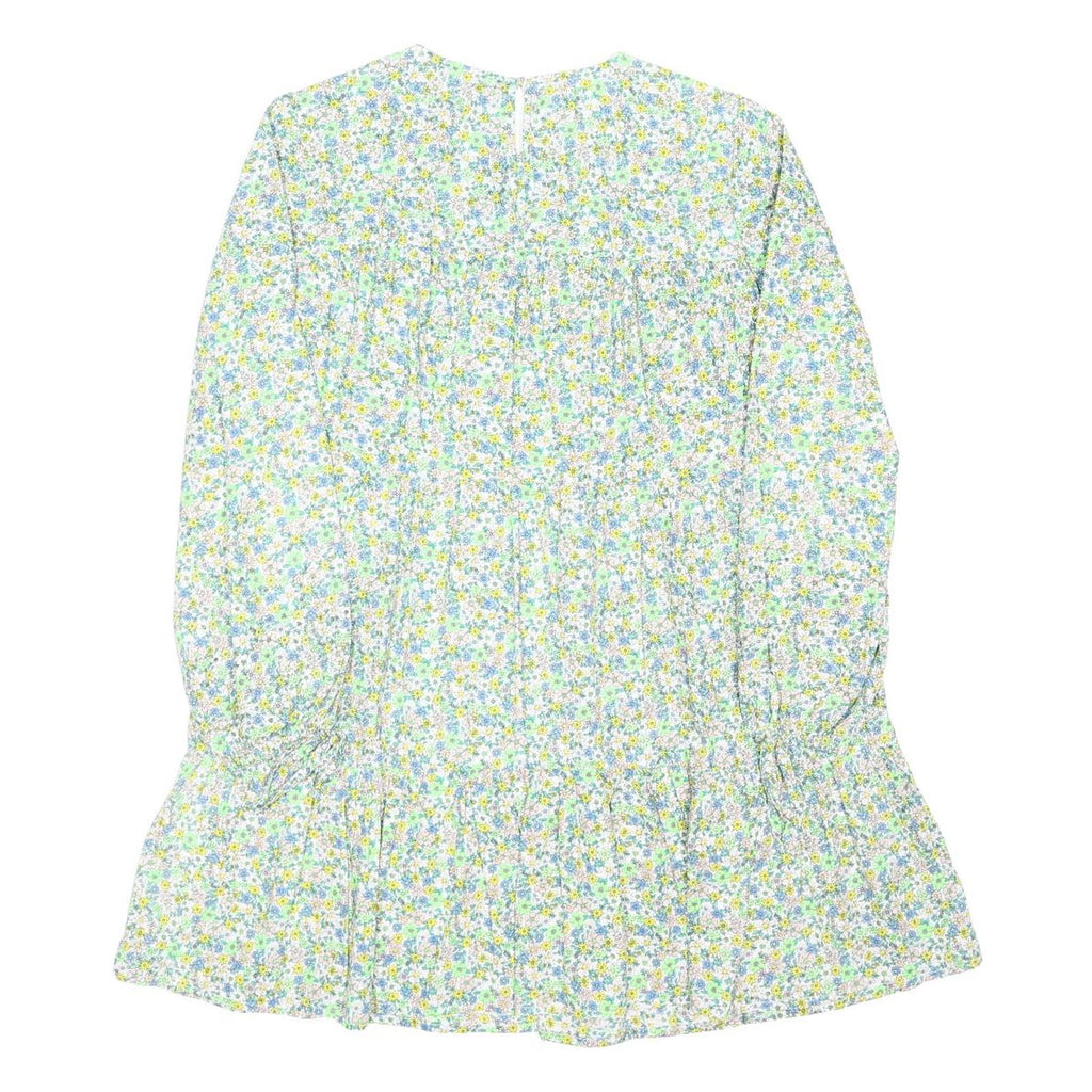 OASIS Womens White Floral Day Cotton Blend Dress UK 14 Summer Casual Light