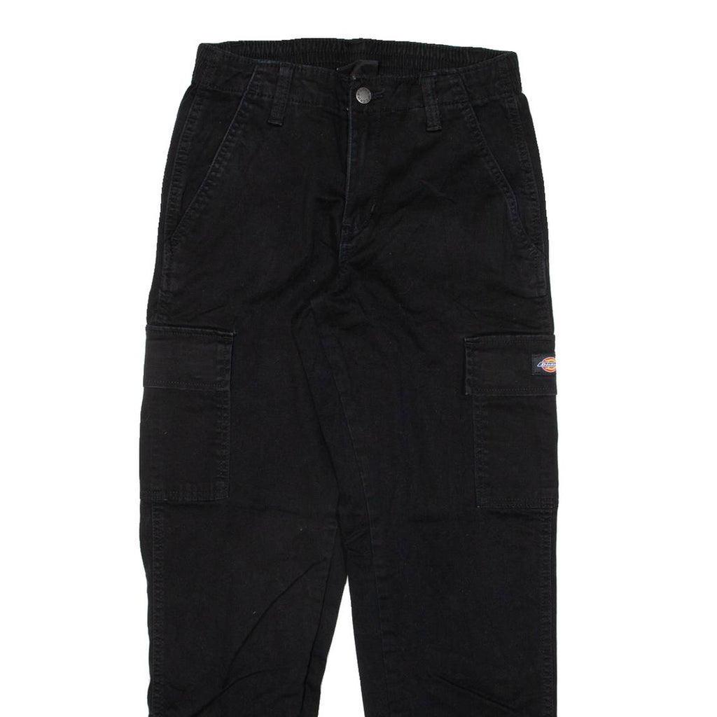 DICKIES Cuffed Cargo Womens Trousers Black Relaxed Tapered W26 L29