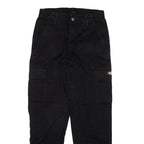 DICKIES Cuffed Cargo Womens Trousers Black Relaxed Tapered W26 L29