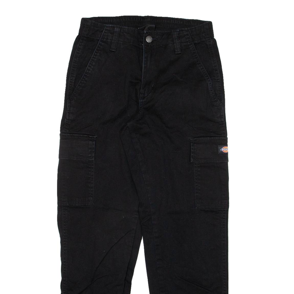 DICKIES Cuffed Cargo Womens Trousers Black Relaxed Tapered W26 L29