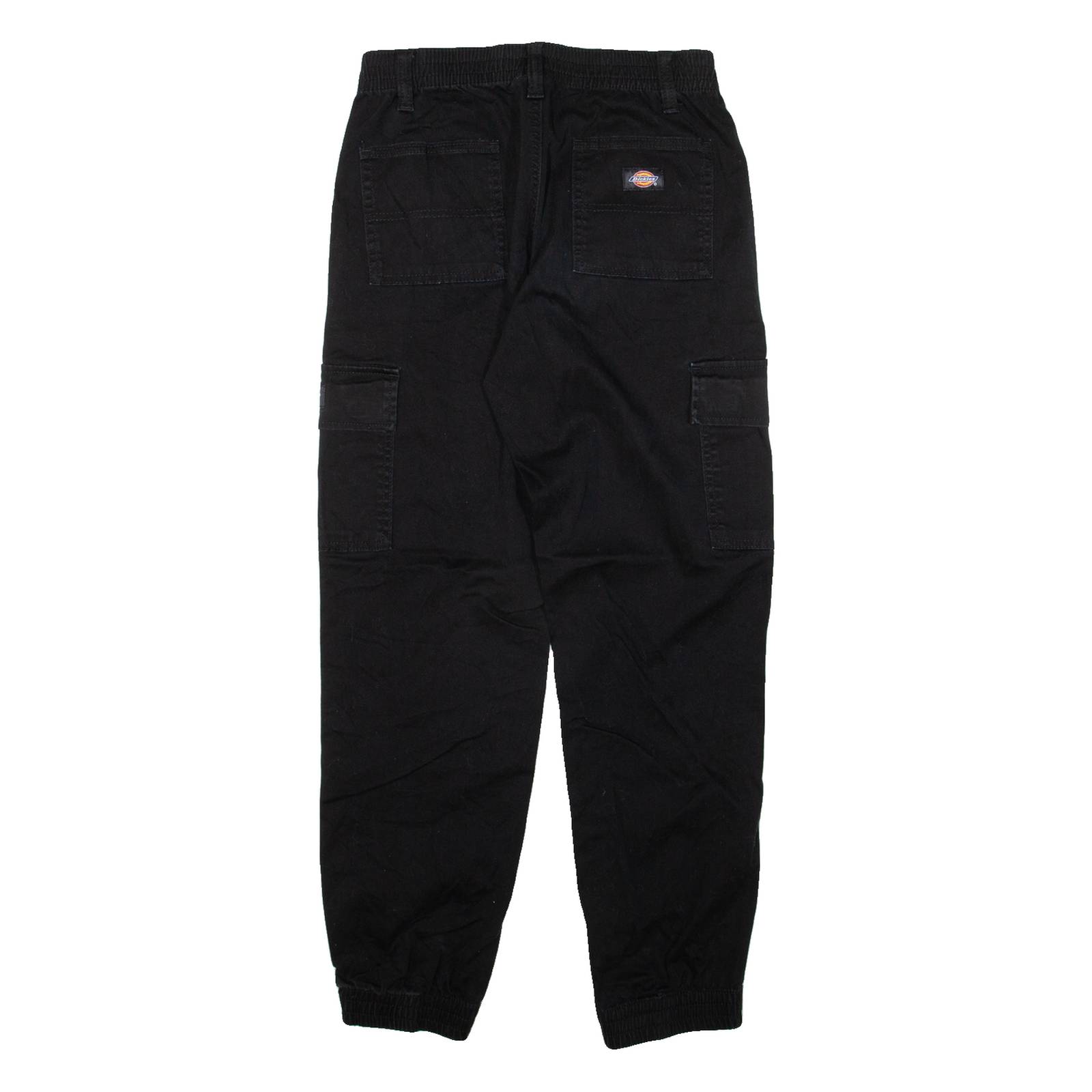DICKIES Cuffed Cargo Womens Trousers Black Relaxed Tapered W26 L29